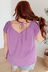 Ruched Cap Sleeve Top in Lavender - Happily Ever Atchison Shop Co.