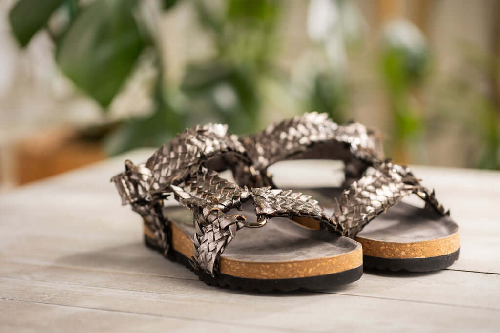River Dance Woven Sandal in Pewter