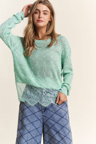 J.NNA Lace Detail Long Sleeve Knit Top - 1985 the VAULT Boutique