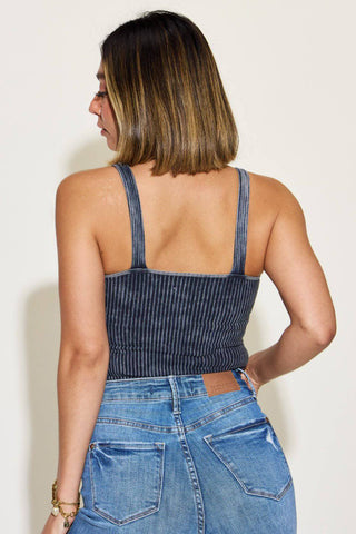 Zenana Ribbed Washed Square Neck Tank - 1985 the VAULT Boutique