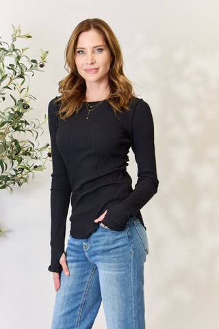 Culture Code Full Size Ribbed Round Neck Long Sleeve Top - 1985 the VAULT Boutique