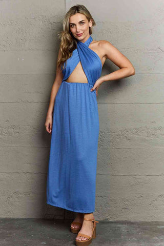 Ninexis Know Your Worth Criss Cross Halter Neck Maxi Dress - 1985 the VAULT Boutique