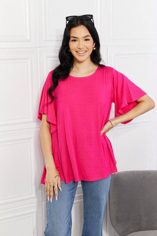 Yelete Full Size More Than Words Flutter Sleeve Top - 1985 the VAULT Boutique