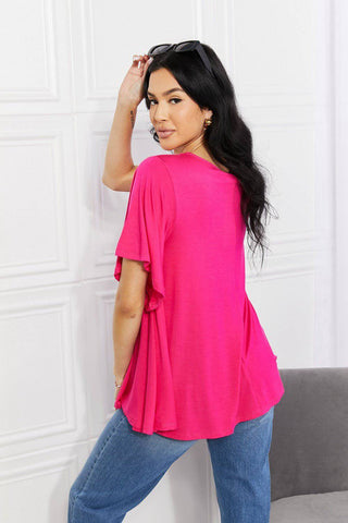 Yelete Full Size More Than Words Flutter Sleeve Top - 1985 the VAULT Boutique