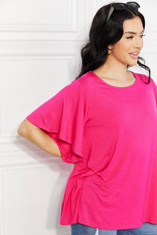 Yelete Full Size More Than Words Flutter Sleeve Top - 1985 the VAULT Boutique