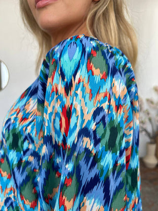 Double Take Full Size Printed Balloon Sleeve Blouse - 1985 the VAULT Boutique