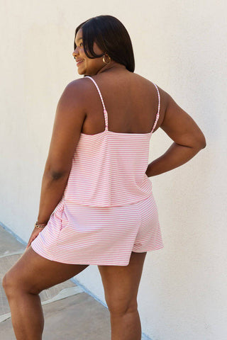 Culture Code Let It Happen Full Size Double Flare Striped Romper in Pink - 1985 the VAULT Boutique