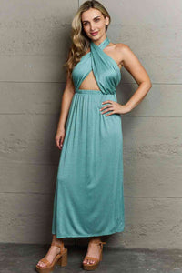 Ninexis Know Your Worth Criss Cross Halter Neck Maxi Dress - 1985 the VAULT Boutique