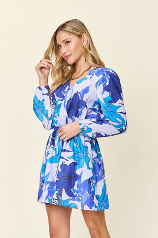 Double Take Full Size Floral Long Sleeve Romper with Pockets - 1985 the VAULT Boutique