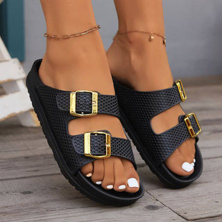 Double Buckle Open Toe Sandals - 1985 the VAULT Boutique