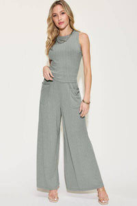 Basic Bae Full Size Ribbed Tank and Wide Leg Pants Set - 1985 the VAULT Boutique