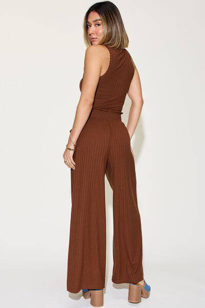 Basic Bae Full Size Ribbed Tank and Wide Leg Pants Set - 1985 the VAULT Boutique