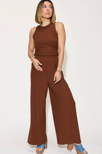 Basic Bae Full Size Ribbed Tank and Wide Leg Pants Set - 1985 the VAULT Boutique