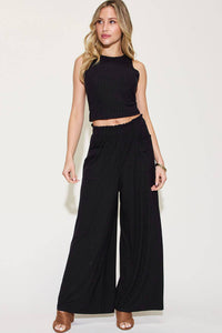 Basic Bae Full Size Ribbed Tank and Wide Leg Pants Set - 1985 the VAULT Boutique