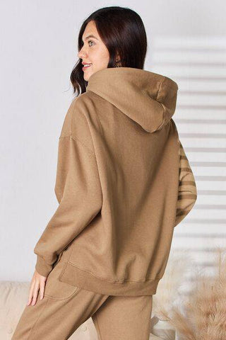 RISEN Drawstring Drop Shoulder Long Sleeve Hoodie - 1985 the VAULT Boutique