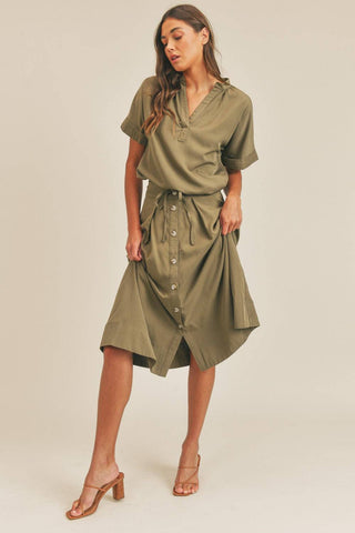 MABLE Short Sleeve Top and Button Down Midi Skirt Set - 1985 the VAULT Boutique