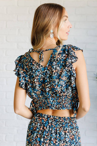 Flutter of Florals V-Neck Crop and Skirt Set - 1985 the VAULT Boutique