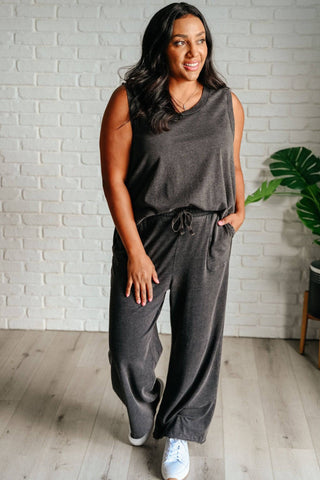 Taking It Easy Tank and Pants Set in Black - 1985 the VAULT Boutique