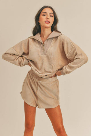 MABLE Corduroy Half Zip Top and Shorts Set - 1985 the VAULT Boutique