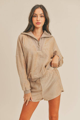 MABLE Corduroy Half Zip Top and Shorts Set - 1985 the VAULT Boutique