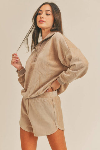 MABLE Corduroy Half Zip Top and Shorts Set - 1985 the VAULT Boutique