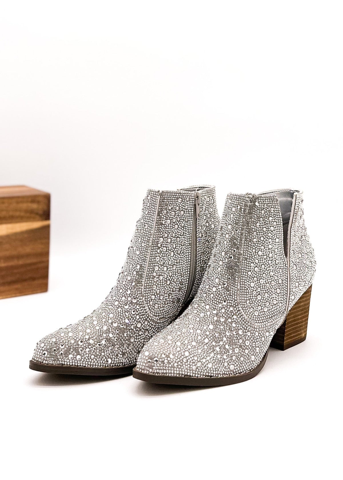 Shine Star Rhinestone Bootie in Silver - 1985 the VAULT Boutique