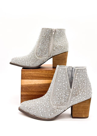 Shine Star Rhinestone Bootie in Silver - 1985 the VAULT Boutique