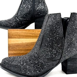 Shine Star Rhinestone Bootie in Black - 1985 the VAULT Boutique