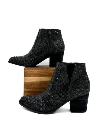 Shine Star Rhinestone Bootie in Black - 1985 the VAULT Boutique