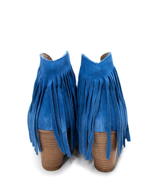 Amos Fringe Ankle Bootie in Blue Suede - 1985 the VAULT Boutique