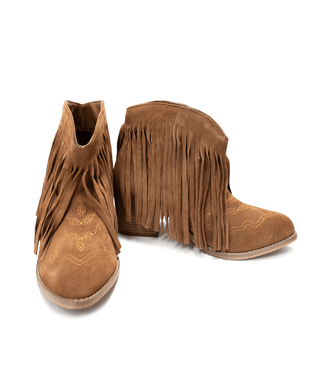 Amos Fringe Ankle Bootie in Tan Suede - 1985 the VAULT Boutique