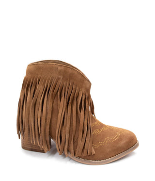 Amos Fringe Ankle Bootie in Tan Suede - 1985 the VAULT Boutique