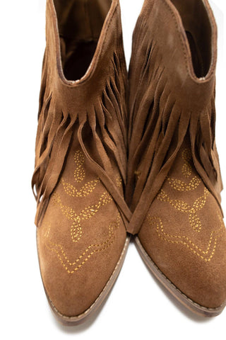 Amos Fringe Ankle Bootie in Tan Suede - 1985 the VAULT Boutique