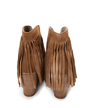 Amos Fringe Ankle Bootie in Tan Suede - 1985 the VAULT Boutique