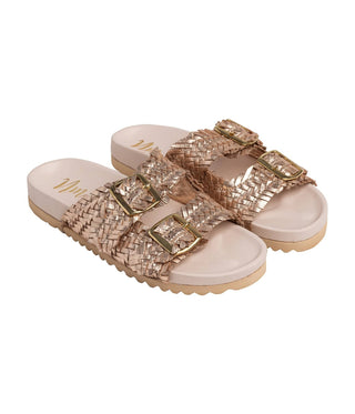 Intertwine Dual Woven Strap Slide in Champagne - 1985 the VAULT Boutique