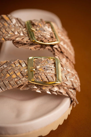 Intertwine Dual Woven Strap Slide in Champagne - 1985 the VAULT Boutique