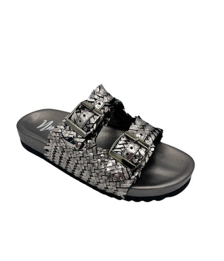 Intertwine Dual Woven Strap Slide in Pewter - 1985 the VAULT Boutique