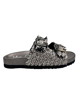 Intertwine Dual Woven Strap Slide in Pewter - 1985 the VAULT Boutique