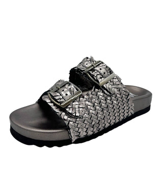 Intertwine Dual Woven Strap Slide in Pewter - 1985 the VAULT Boutique