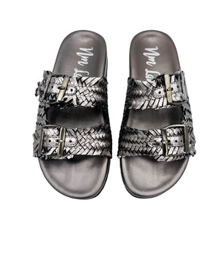 Intertwine Dual Woven Strap Slide in Pewter - 1985 the VAULT Boutique