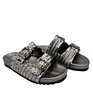 Intertwine Dual Woven Strap Slide in Pewter - 1985 the VAULT Boutique