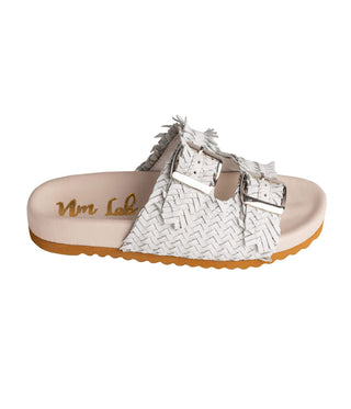 Intertwine Dual Woven Strap Slide in White - 1985 the VAULT Boutique