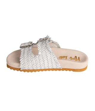 Intertwine Dual Woven Strap Slide in White - 1985 the VAULT Boutique