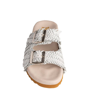 Intertwine Dual Woven Strap Slide in White - 1985 the VAULT Boutique