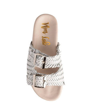 Intertwine Dual Woven Strap Slide in White - 1985 the VAULT Boutique