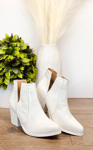 Tarim Bootie in White Croc - 1985 the VAULT Boutique