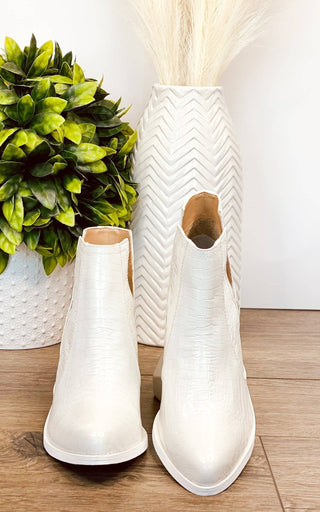 Tarim Bootie in White Croc - 1985 the VAULT Boutique