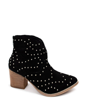 Twilight Studded Heeled Ankle Boot in Black - 1985 the VAULT Boutique