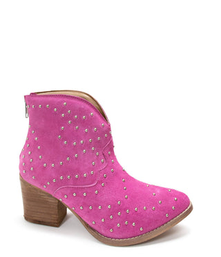 Twilight Studded Heeled Ankle Boot in Magenta - 1985 the VAULT Boutique