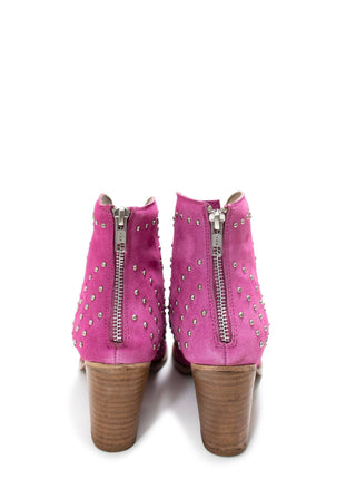 Twilight Studded Heeled Ankle Boot in Magenta - 1985 the VAULT Boutique